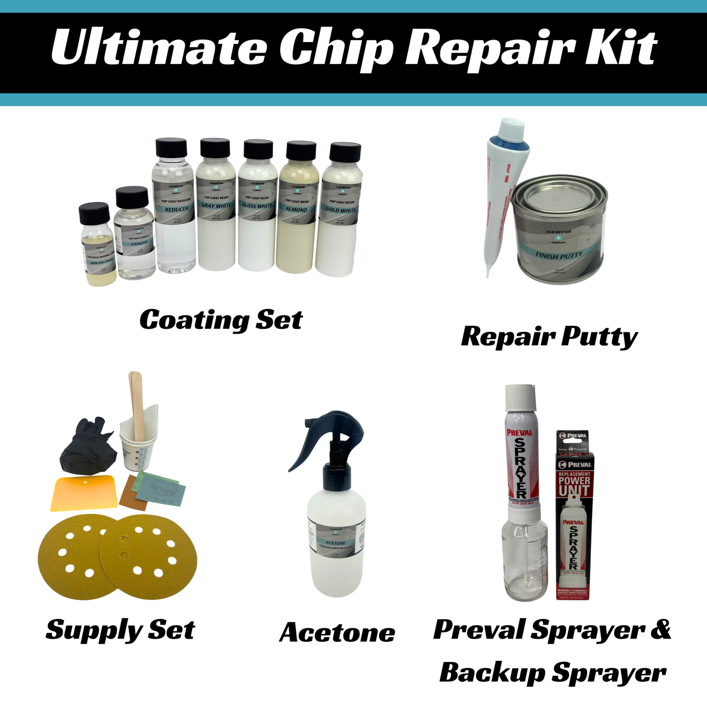 Ultimate Chip Repair - Fiberglass, Acrylic, Porcelain Repair Kit
